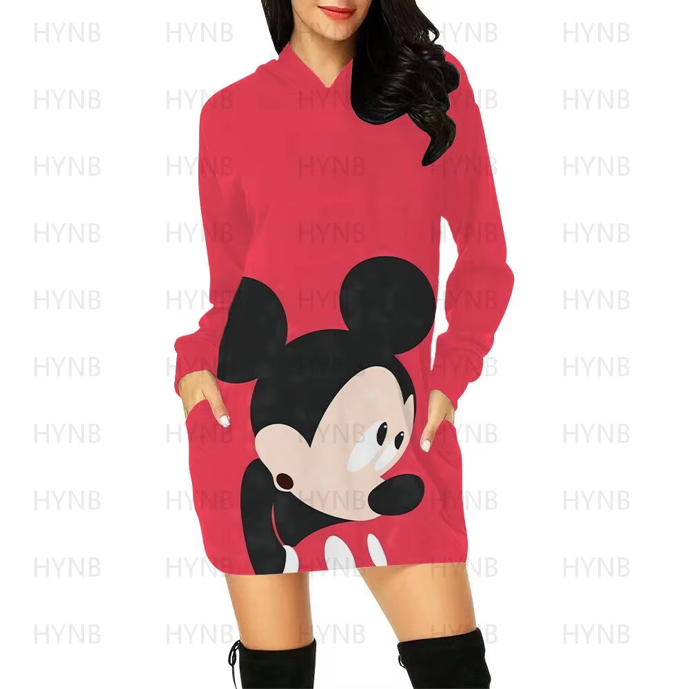 Mini Dress Elegant Dresses for Women Disney Prom Minnie Mouse Luxury Party Hoodie Long Sleeves 2024 Mickey Woman Clothes Kawaii