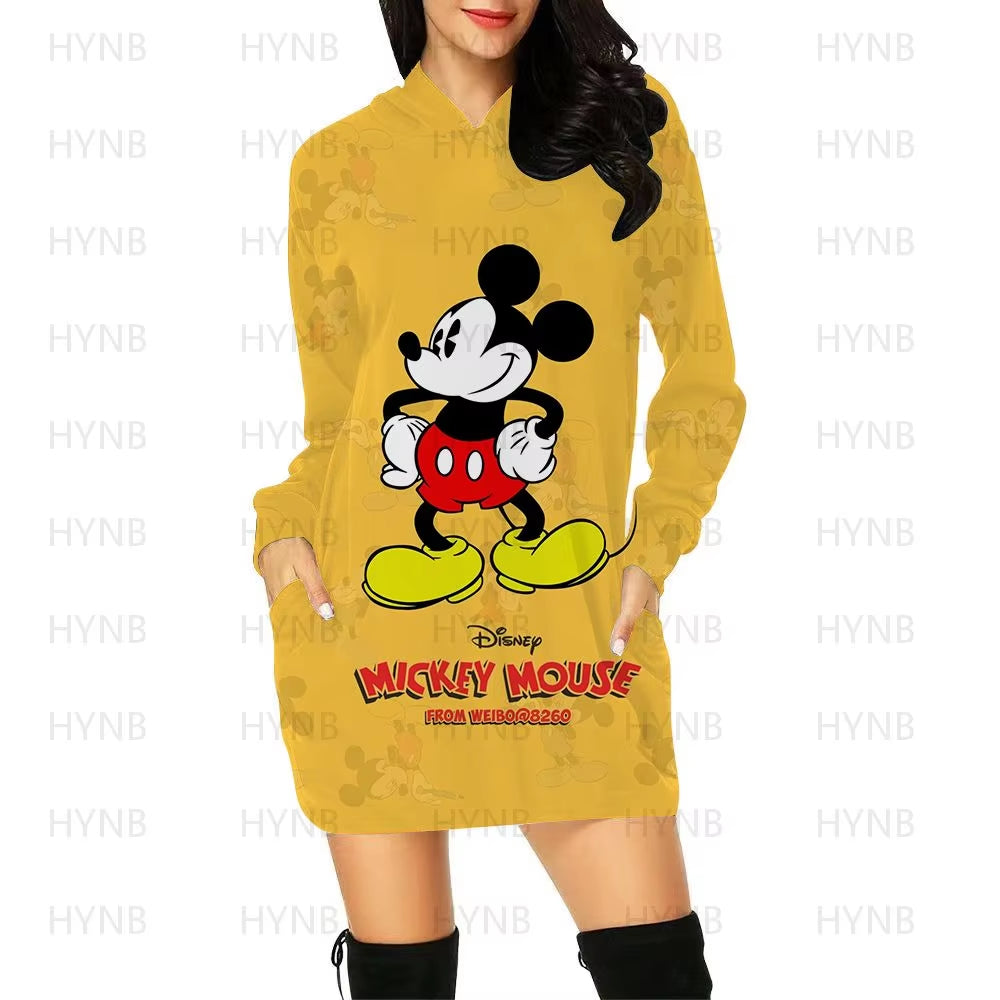 Mini Dress Elegant Dresses for Women Disney Prom Minnie Mouse Luxury Party Hoodie Long Sleeves 2024 Mickey Woman Clothes Kawaii