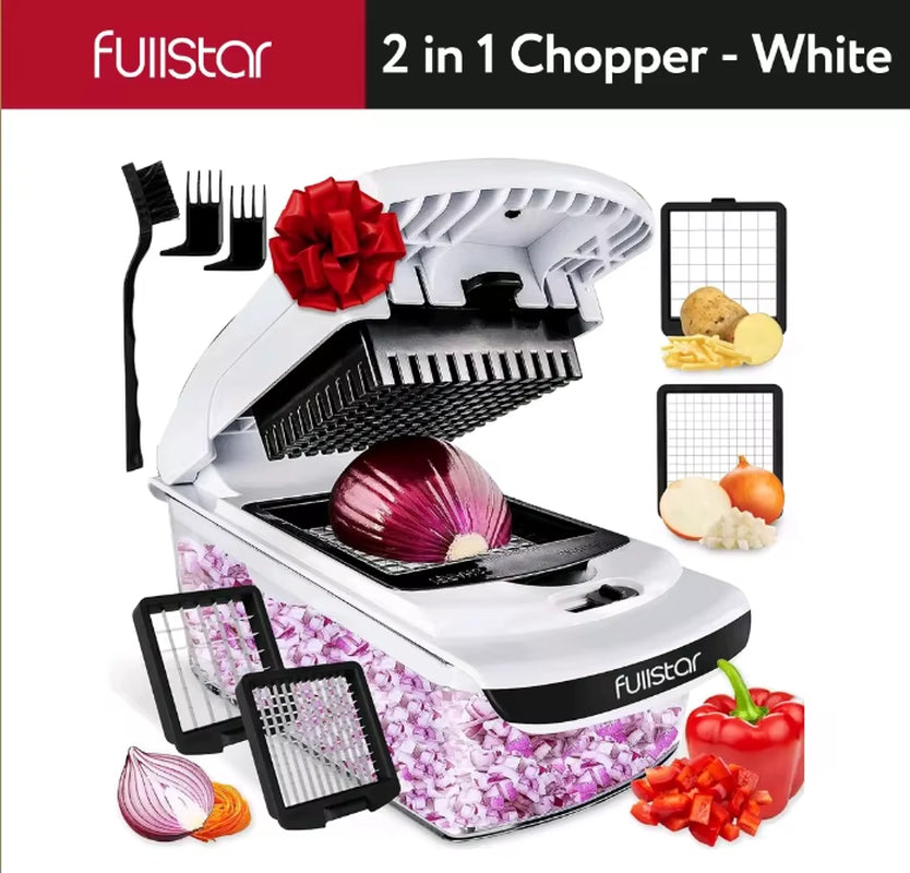 Fullstar Vegetable Chopper-Vegetable Slicer-Onion Chopper with Container-Pro Food Chopper-Slicer Dicer Cutter-Kitchen Gadgets