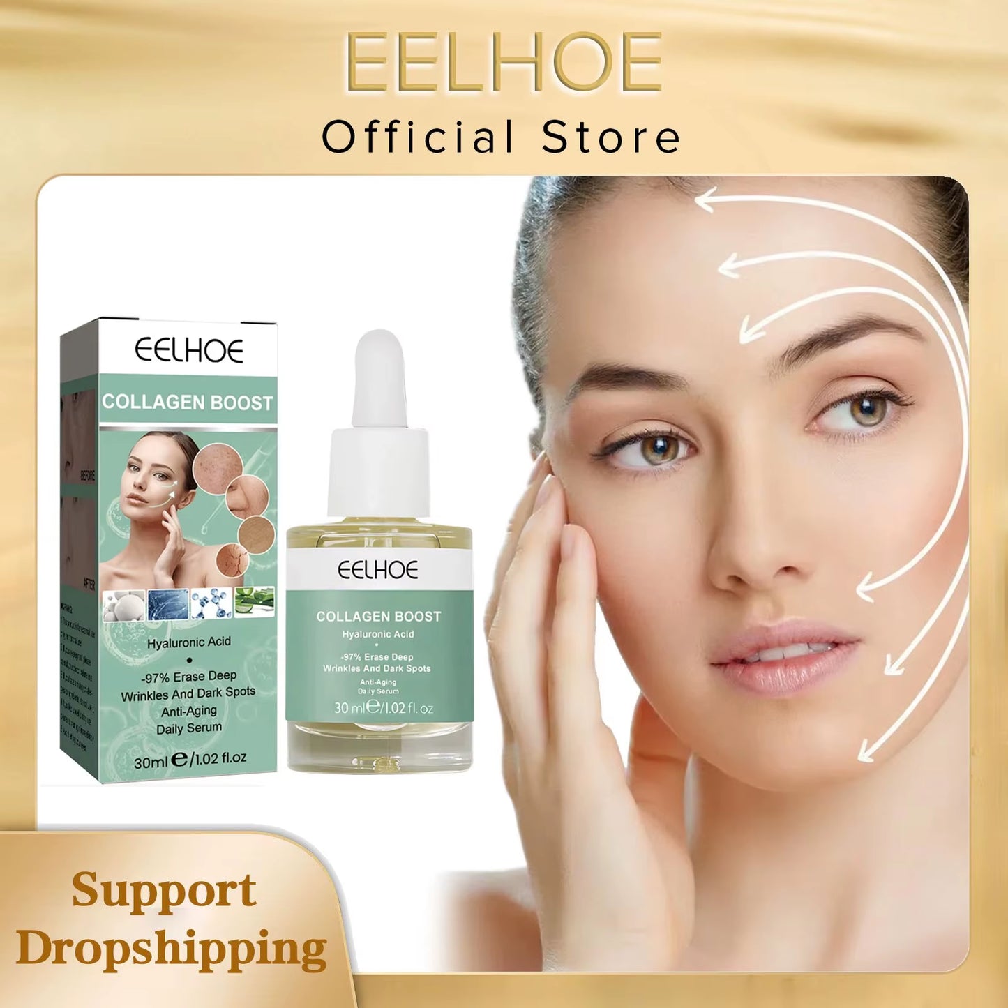 Collagen Booster Serum Firming Lifting Wrinkle Remover Anti-Aging Serum Fade Fine Lines Face Essence Nourishing Skin Care