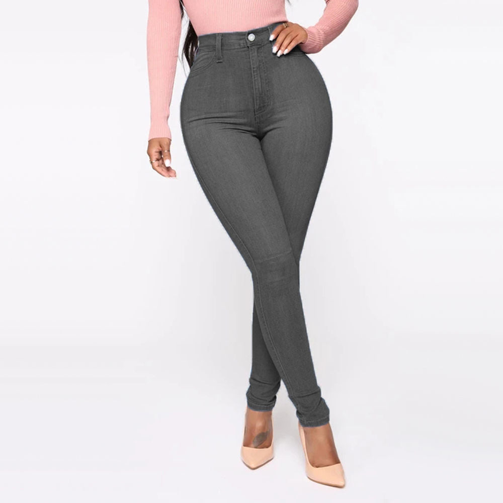 Slimming Jeans Pants for Women High Waist Trousers with Pockets