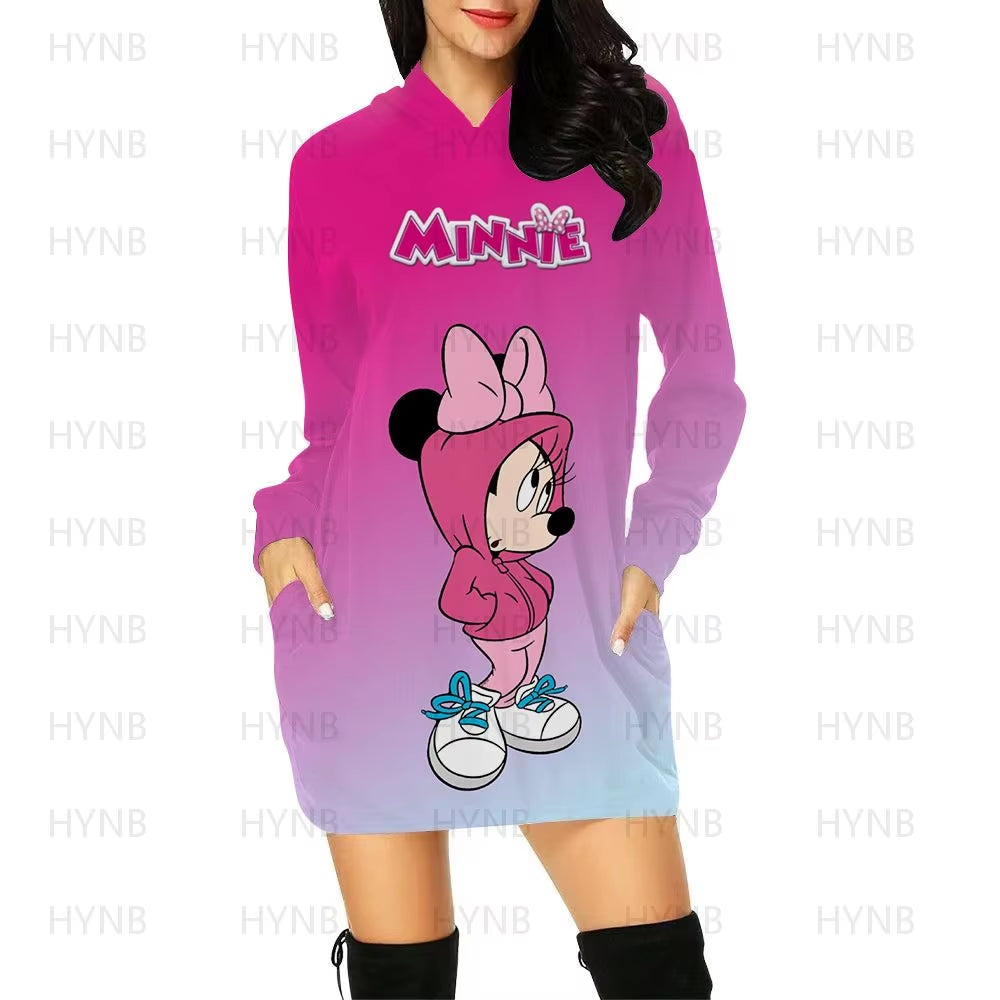 Mini Dress Elegant Dresses for Women Disney Prom Minnie Mouse Luxury Party Hoodie Long Sleeves 2024 Mickey Woman Clothes Kawaii