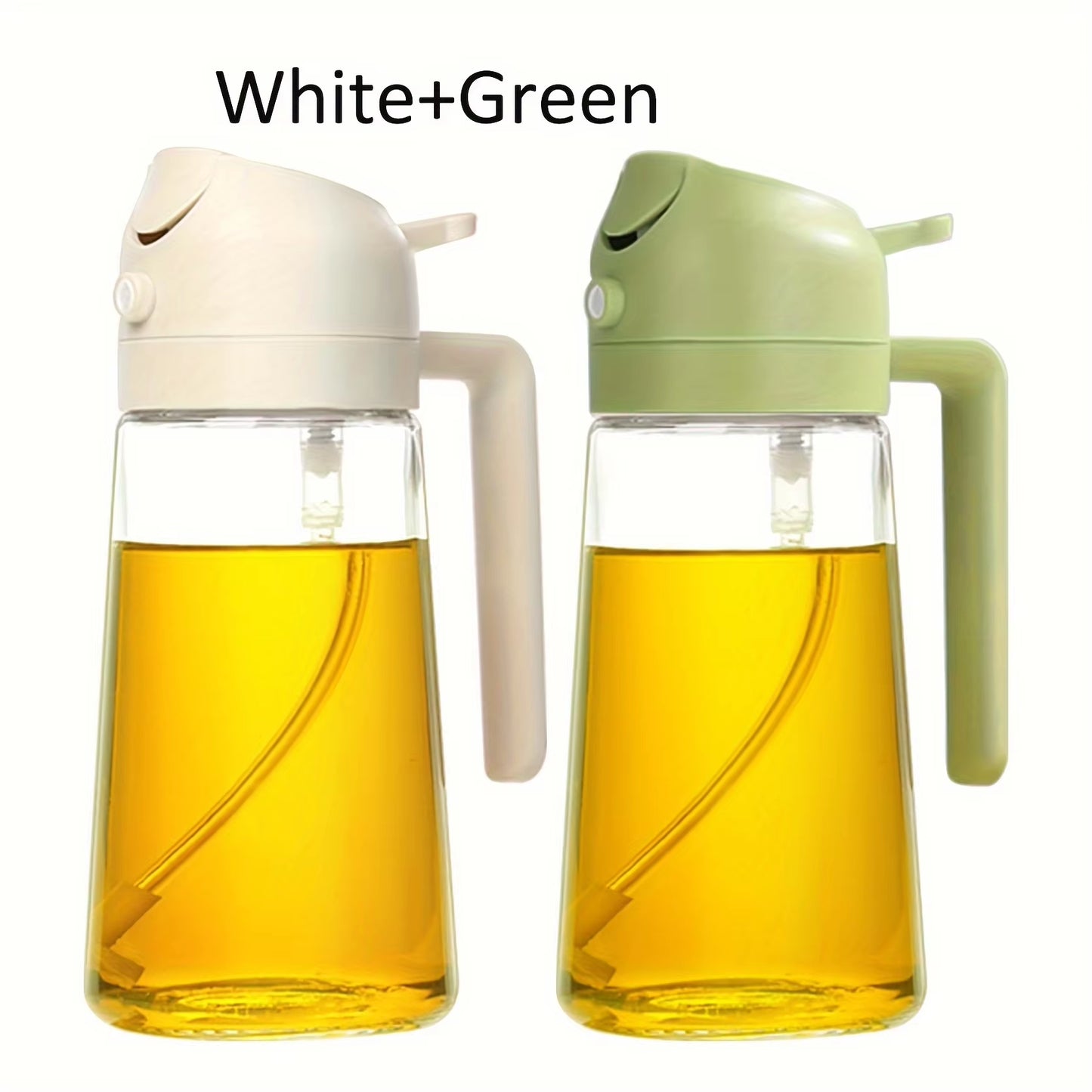 2Pc 2 in 1 Oil Spray Bottle 470Ml Anti-Leakage Olive Oil Sprayer Plastic Baking Oil Spray Oil Bottle Dispenser, Kitchen Gadgets