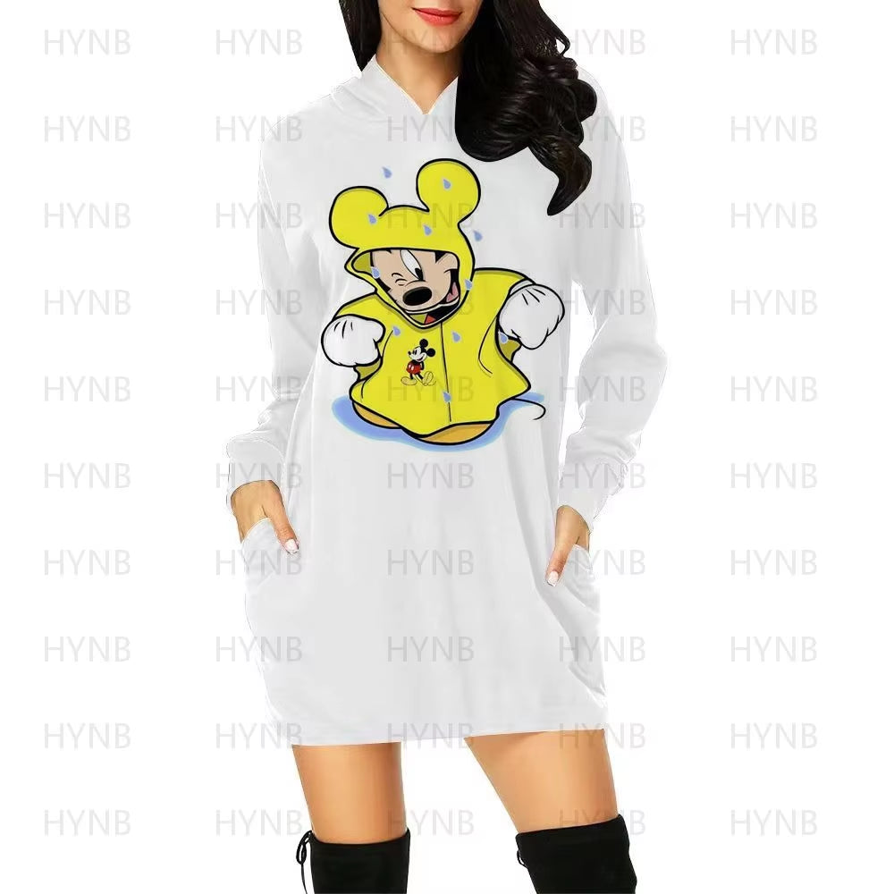 Mini Dress Elegant Dresses for Women Disney Prom Minnie Mouse Luxury Party Hoodie Long Sleeves 2024 Mickey Woman Clothes Kawaii