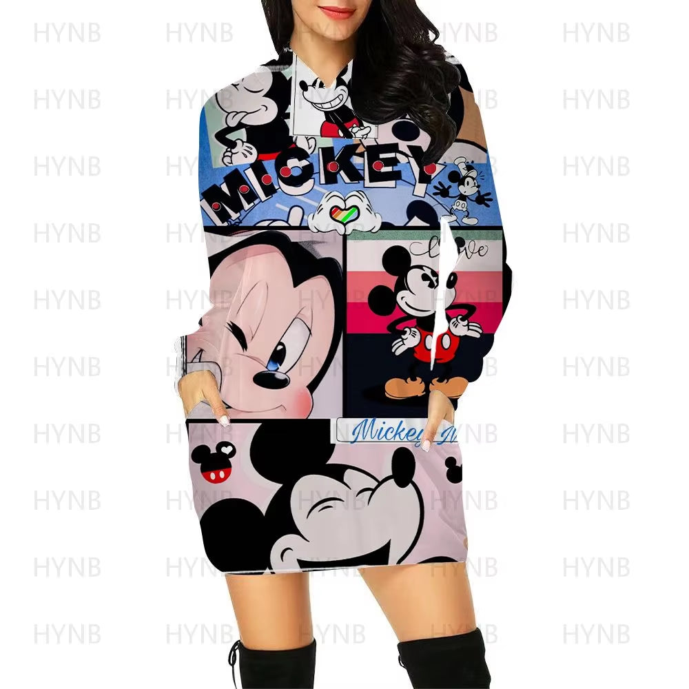 Mini Dress Elegant Dresses for Women Disney Prom Minnie Mouse Luxury Party Hoodie Long Sleeves 2024 Mickey Woman Clothes Kawaii