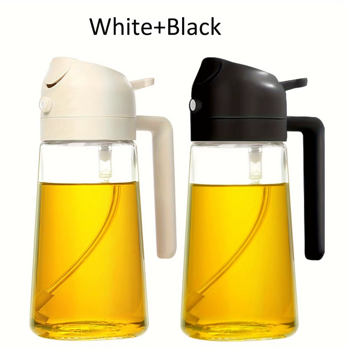 2Pc 2 in 1 Oil Spray Bottle 470Ml Anti-Leakage Olive Oil Sprayer Plastic Baking Oil Spray Oil Bottle Dispenser, Kitchen Gadgets