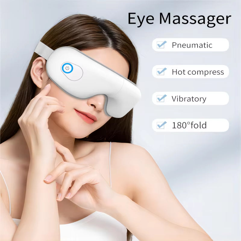 Eye Massager with Heat for Migraines Eye Mask with Bluetooth Airbag Eye Care Device for Eye Strain Relief Dry Eye Improve Sleep