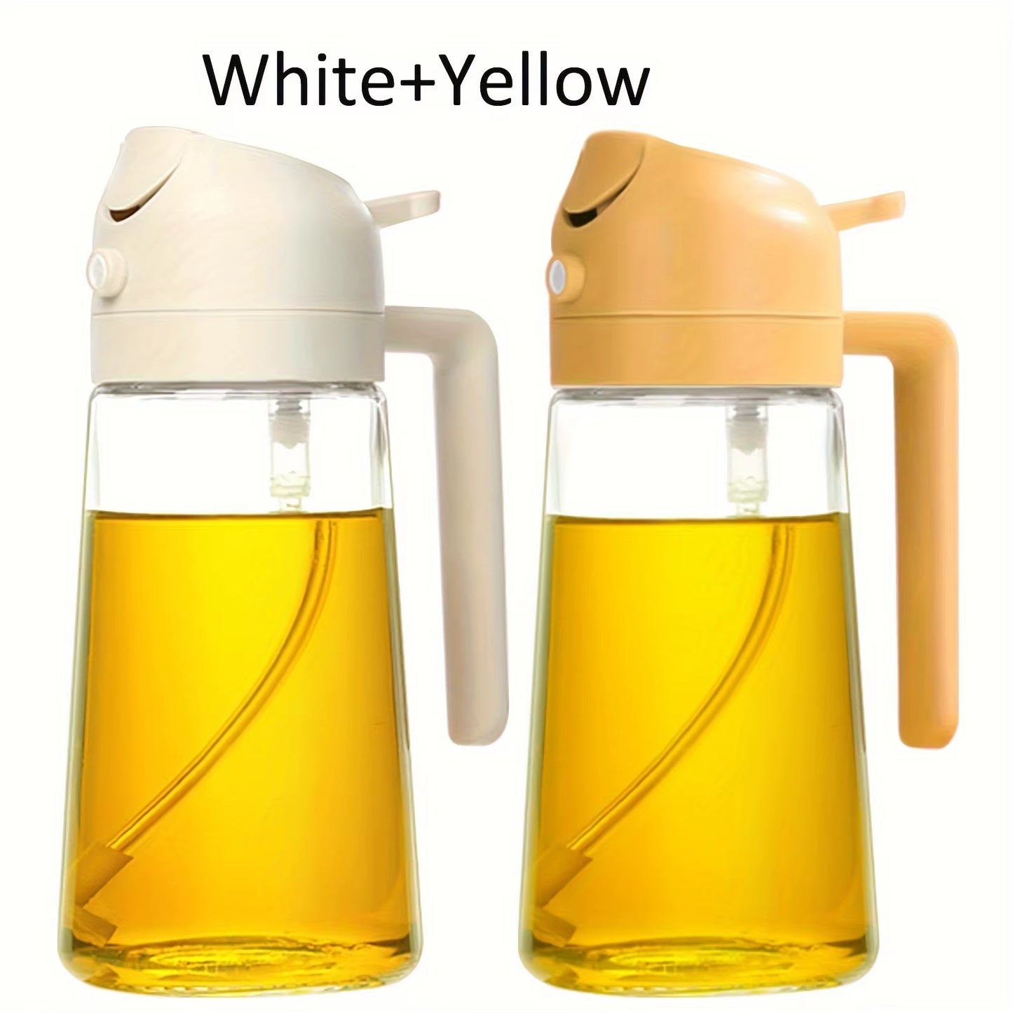 2Pc 2 in 1 Oil Spray Bottle 470Ml Anti-Leakage Olive Oil Sprayer Plastic Baking Oil Spray Oil Bottle Dispenser, Kitchen Gadgets