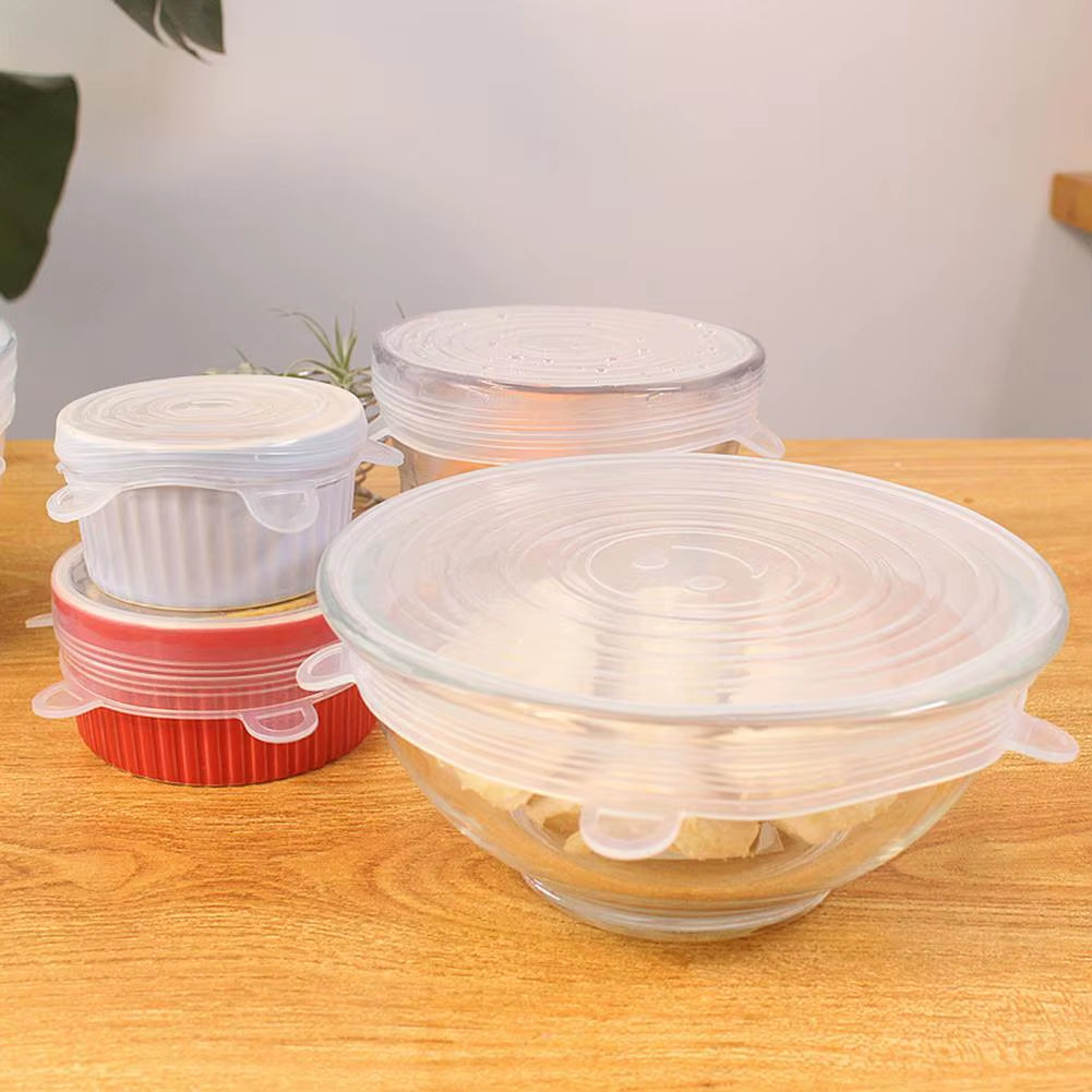 Heat Resistant Reusable Stretch Silicone Lids Universal Food Wrap Bowl Pot Pan Cover Cookware Lids Kitchen Refrigerator Cooking