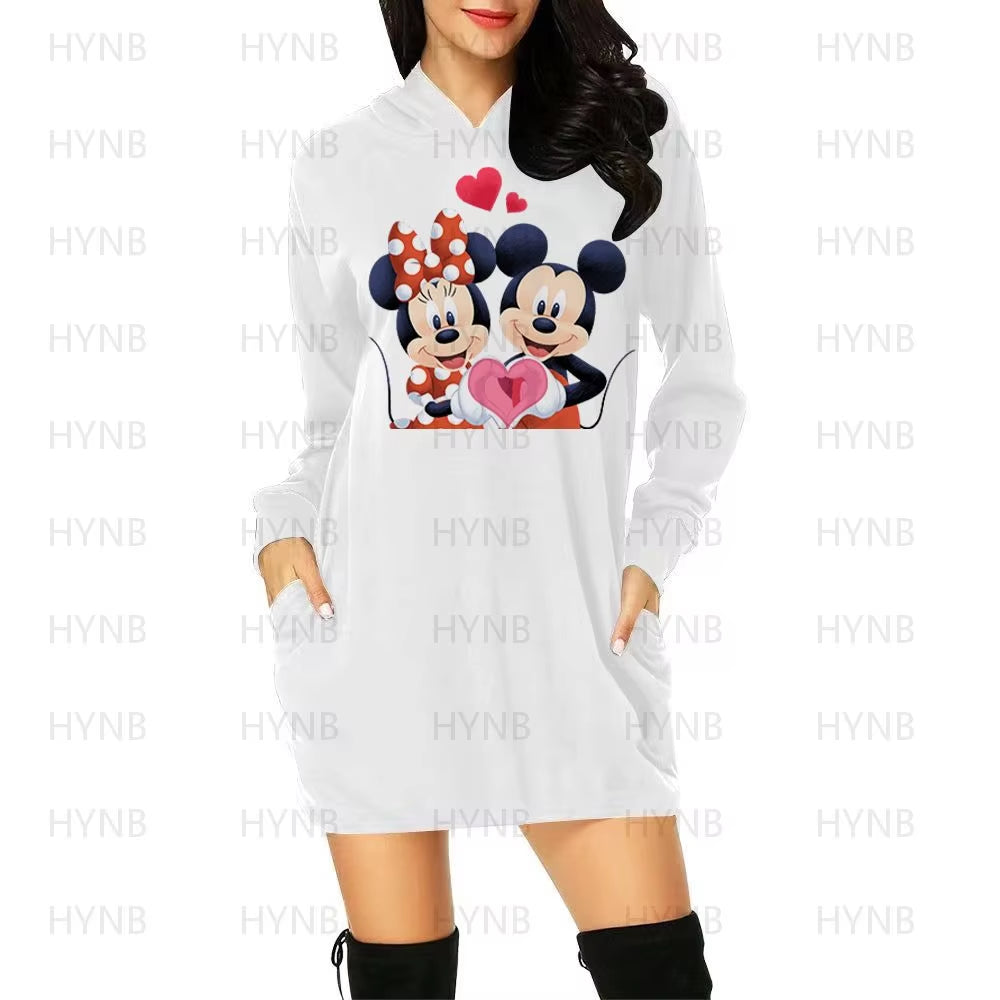 Mini Dress Elegant Dresses for Women Disney Prom Minnie Mouse Luxury Party Hoodie Long Sleeves 2024 Mickey Woman Clothes Kawaii