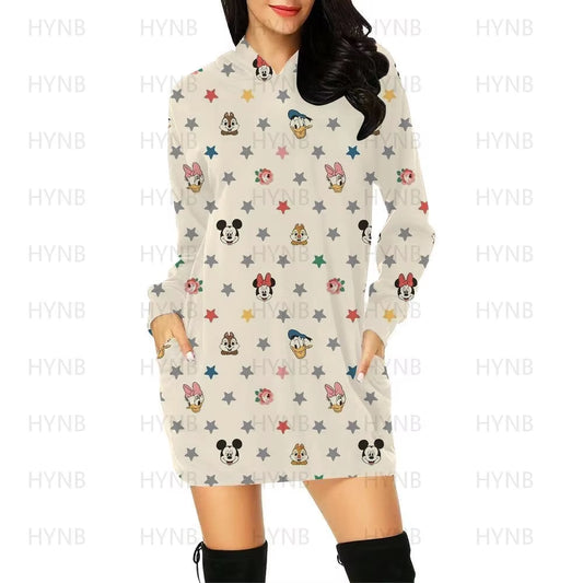 Mini Dress Elegant Dresses for Women Disney Prom Minnie Mouse Luxury Party Hoodie Long Sleeves 2024 Mickey Woman Clothes Kawaii